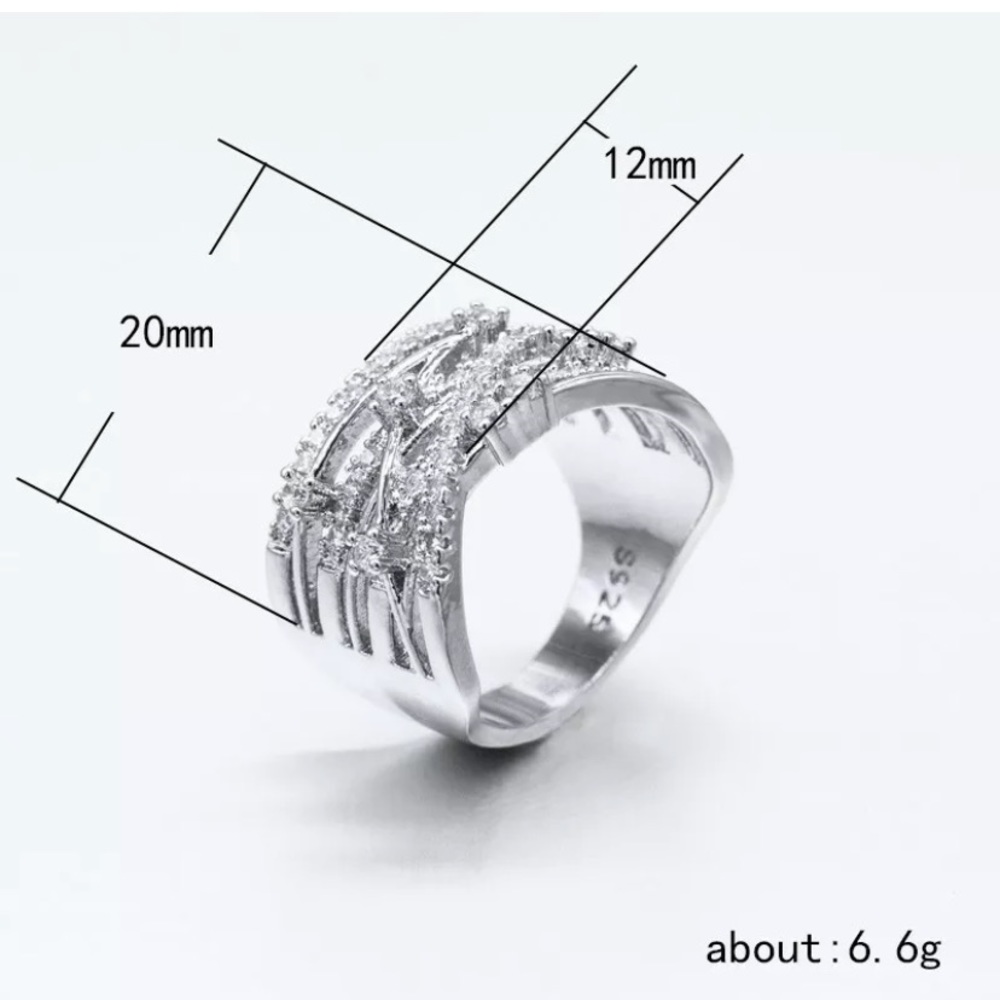 Luxury 925 Silver Wedding Rings White Sapphire - Picture 6 of 6